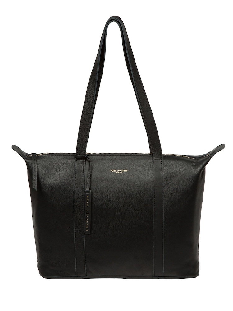 Pure Luxuries London 'Alcester' Leather Black Tote Bag - Image 1 of 7