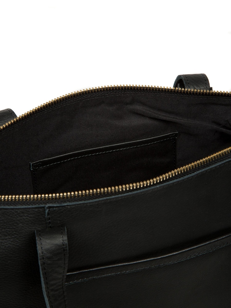 Pure Luxuries London 'Alcester' Leather Black Tote Bag - Image 5 of 7