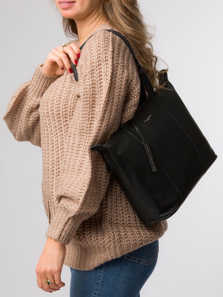 Pure Luxuries London 'Alcester' Leather Black Tote Bag - Image 6 of 7