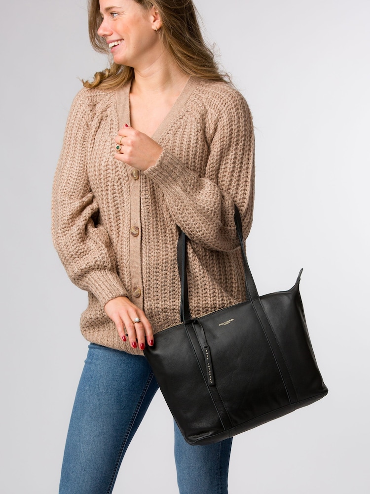 Pure Luxuries London 'Alcester' Leather Black Tote Bag - Image 7 of 7