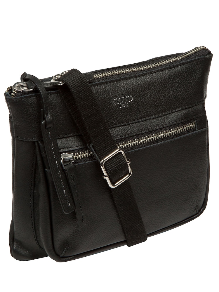 Cultured London 'Kaia' Leather Cross-Body Black Bag - Image 4 of 7