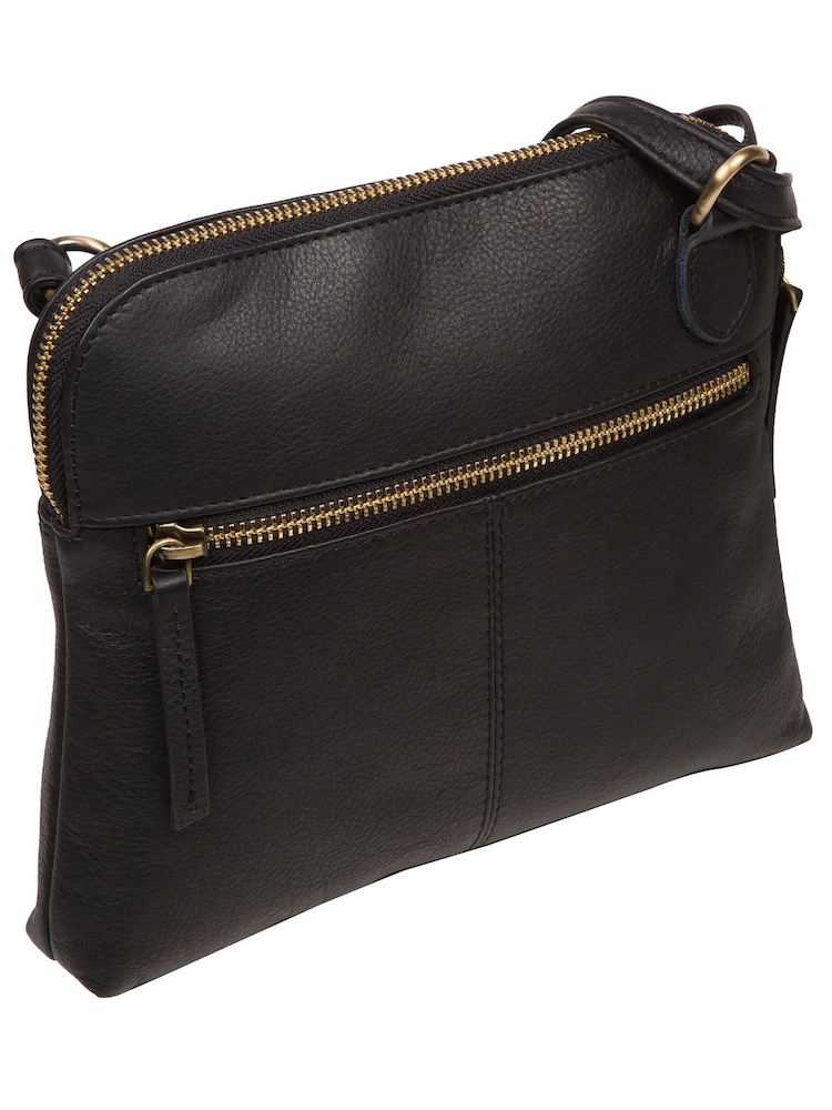 Pure Luxuries London 'Kirkham' Leather Cross-Body Black Bag - Image 2 of 7