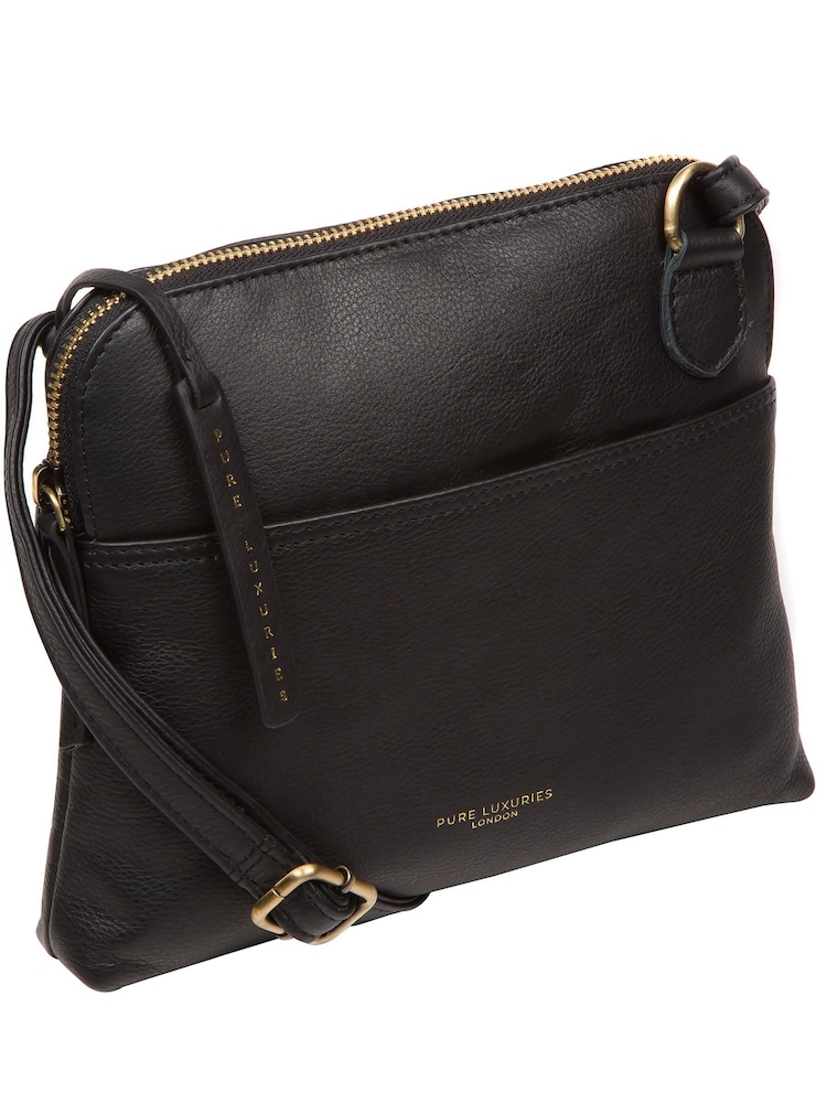 Pure Luxuries London 'Kirkham' Leather Cross-Body Black Bag - Image 4 of 7