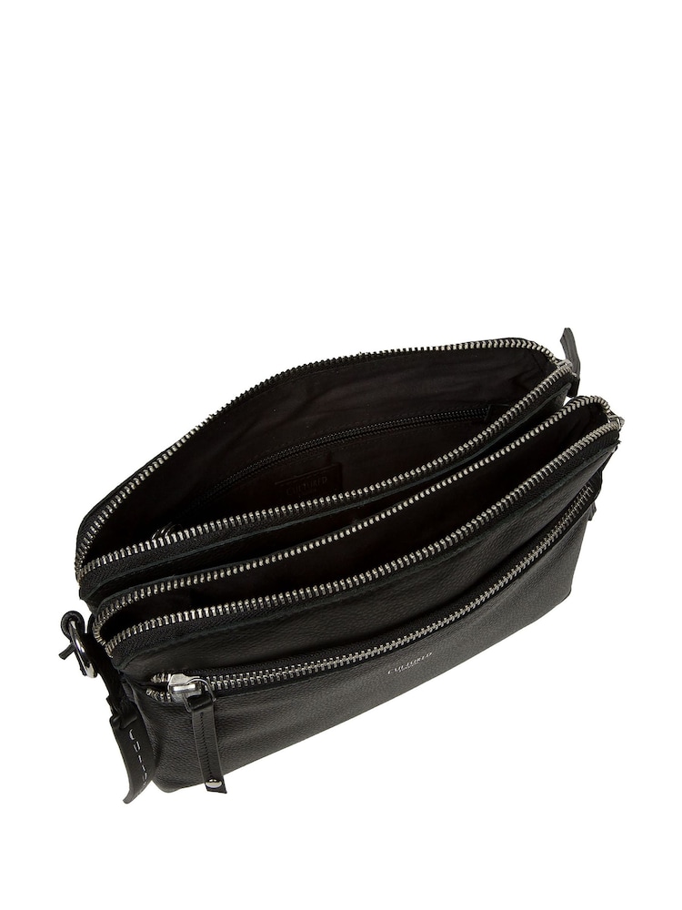 Cultured London 'Farrah' Leather Cross-Body Black Bag - Image 3 of 7