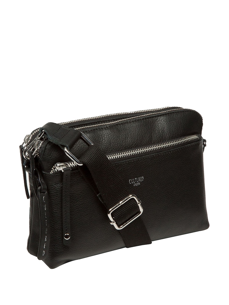 Cultured London 'Farrah' Leather Cross-Body Black Bag - Image 4 of 7