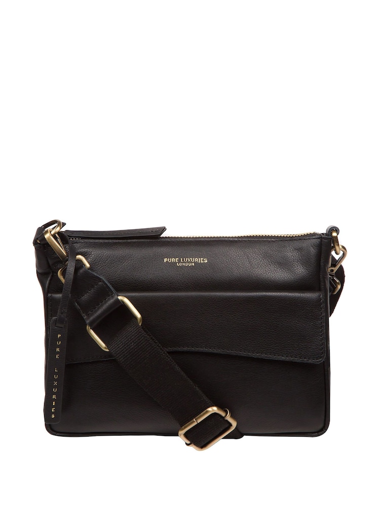 Pure Luxuries London 'Poole' Leather Cross-Body Black Bag - Image 1 of 8