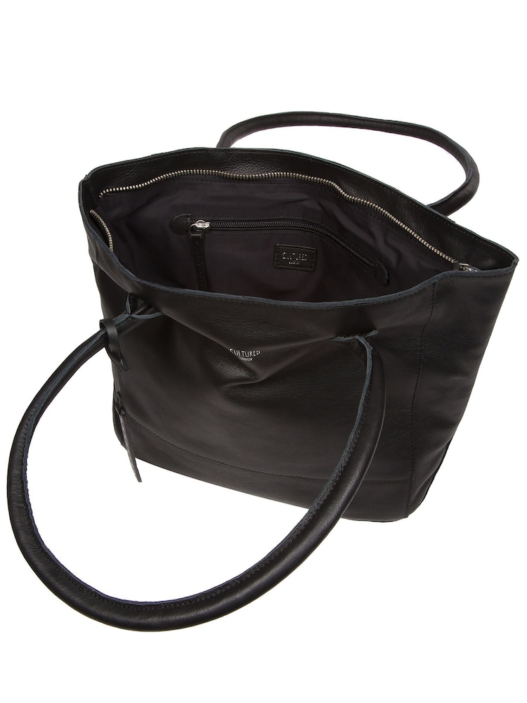 Cultured London 'Sabine' Leather Black Tote Bag - Image 3 of 6