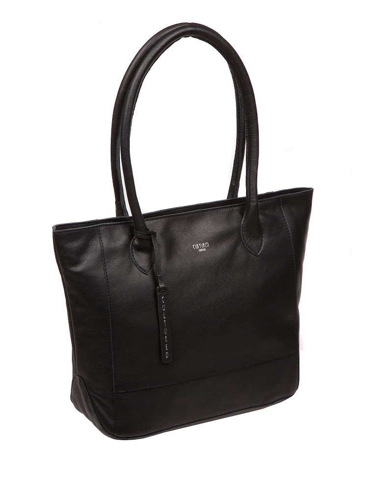 Cultured London 'Sabine' Leather Black Tote Bag - Image 4 of 6