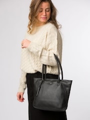 Cultured London 'Sabine' Leather Black Tote Bag - Image 6 of 6