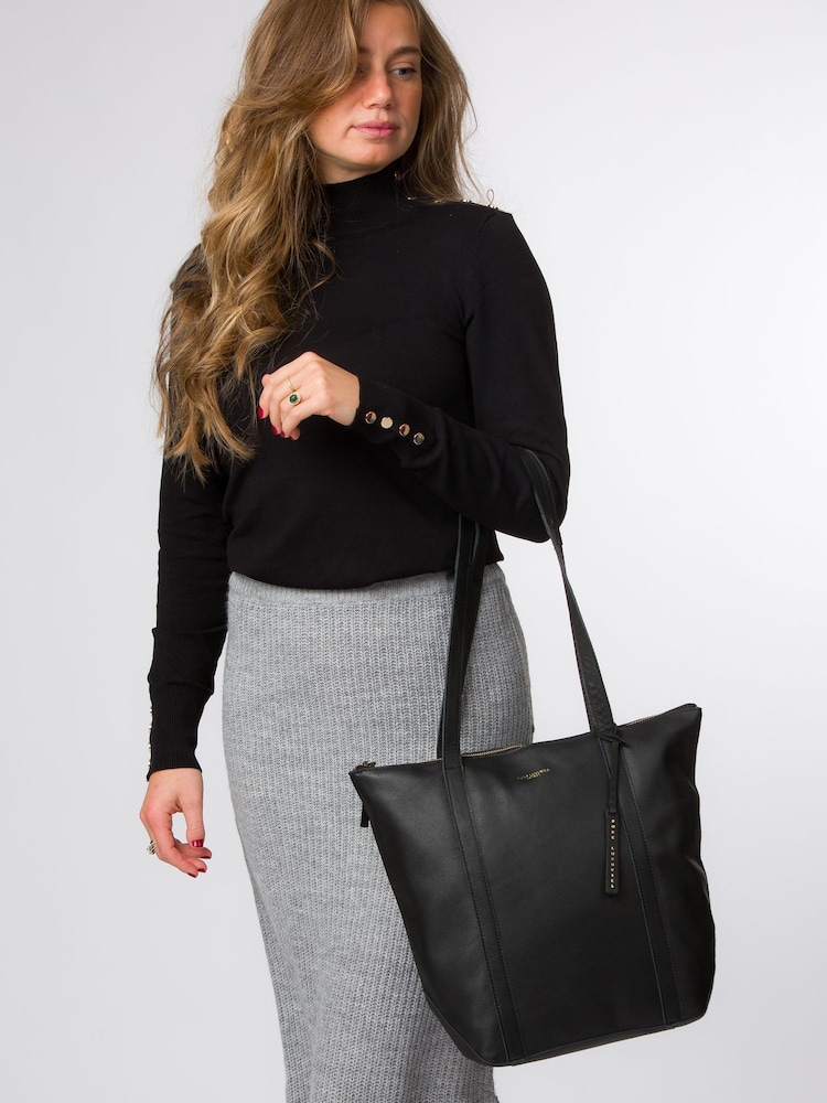Pure Luxuries London 'Banbury' Leather Black Tote Bag - Image 1 of 6