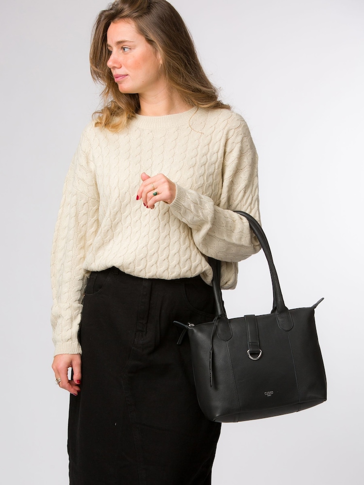 Cultured London 'Uma' Leather Black Tote Bag - Image 7 of 7