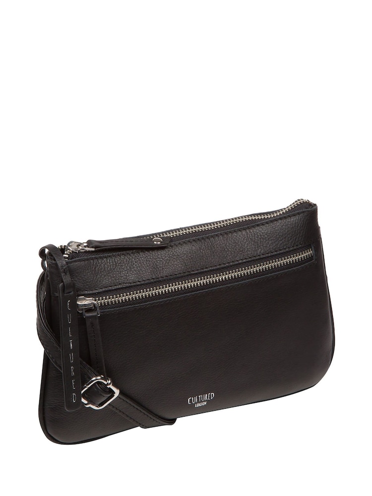 Cultured London Laurel Leather Cross-Body Black Phone Bag - Image 2 of 6