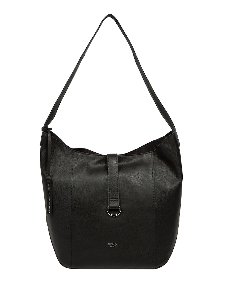Cultured London 'Leilani' Leather Black Shoulder Bag - Image 1 of 7