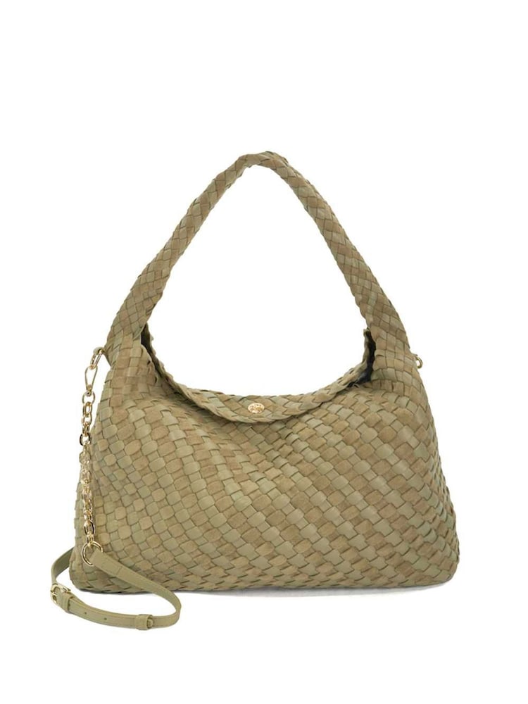Dune London Green Deliberate Large Woven Slouch Bag - Image 1 of 5