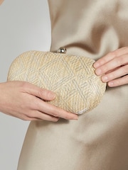 Dune London Silver Extra Oval Woven Clutch Bag - Image 1 of 5