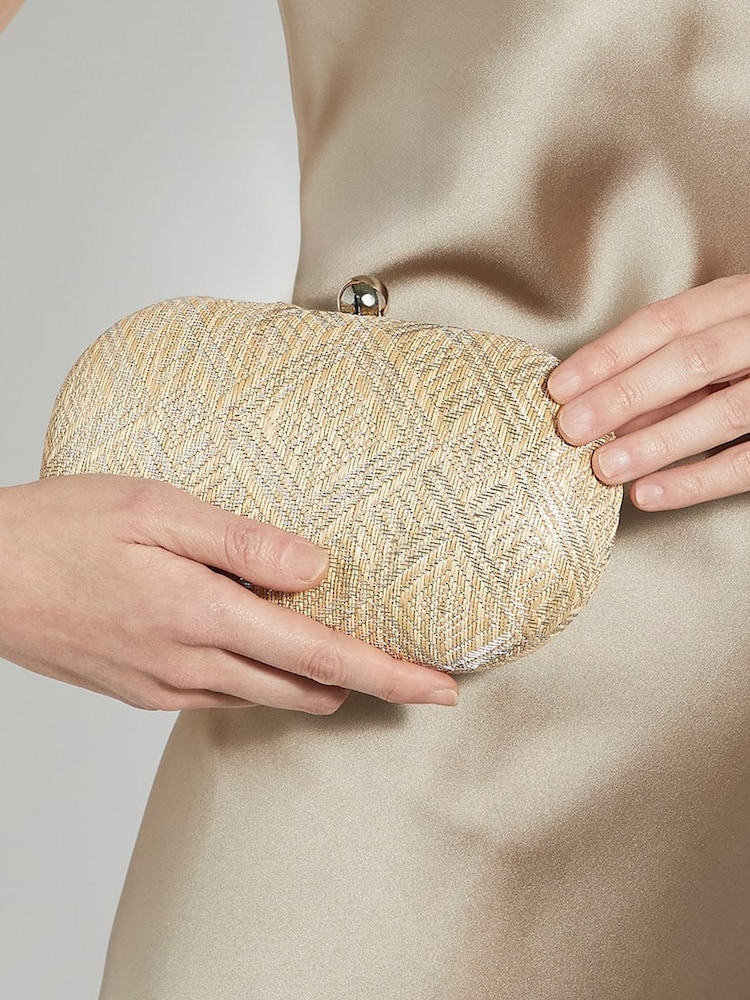 Dune London Silver Extra Oval Woven Clutch Bag - Image 1 of 5