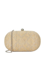 Dune London Silver Extra Oval Woven Clutch Bag - Image 2 of 5
