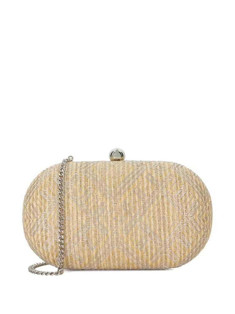 Dune London Silver Extra Oval Woven Clutch Bag - Image 2 of 5