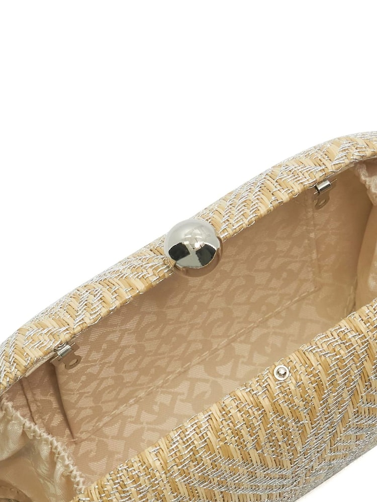 Dune London Silver Extra Oval Woven Clutch Bag - Image 5 of 5
