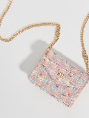Dune London Pink Kisses Bouclé Coin Purse With Chain - Image 1 of 5