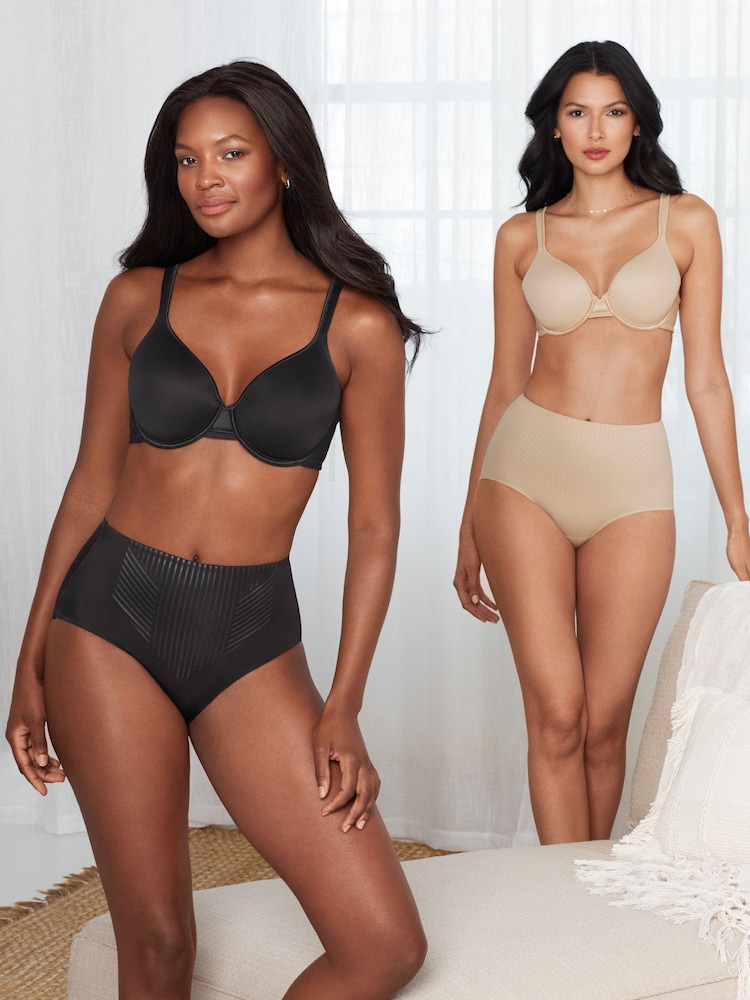 Light Tummy Control Waistline Briefs In Black And Stucco 2 Pack - Image 1 of 6