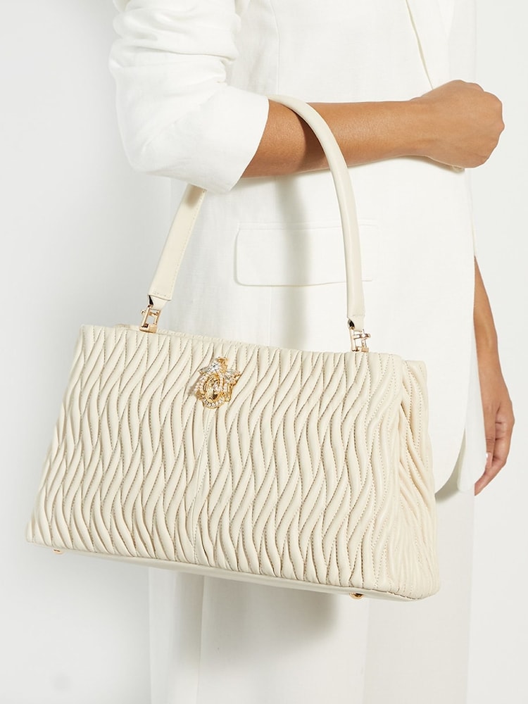 Dune London Cream Large Darla Wave Quilt Bag - Image 1 of 5