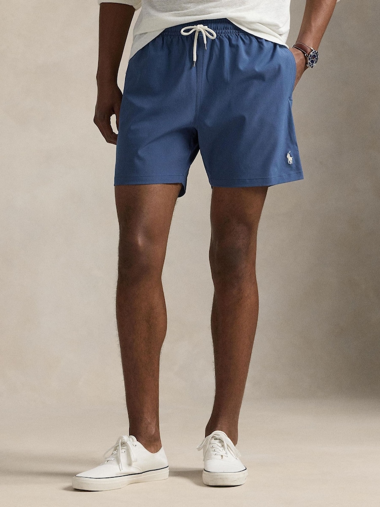 Polo Ralph Lauren Blue Traveler Mid Length Trunk Swim Shorts - Image 1 of 5 Polo Ralph Lauren Blue Traveler Mid Length Trunk Swim Shorts - Image 1 of 5