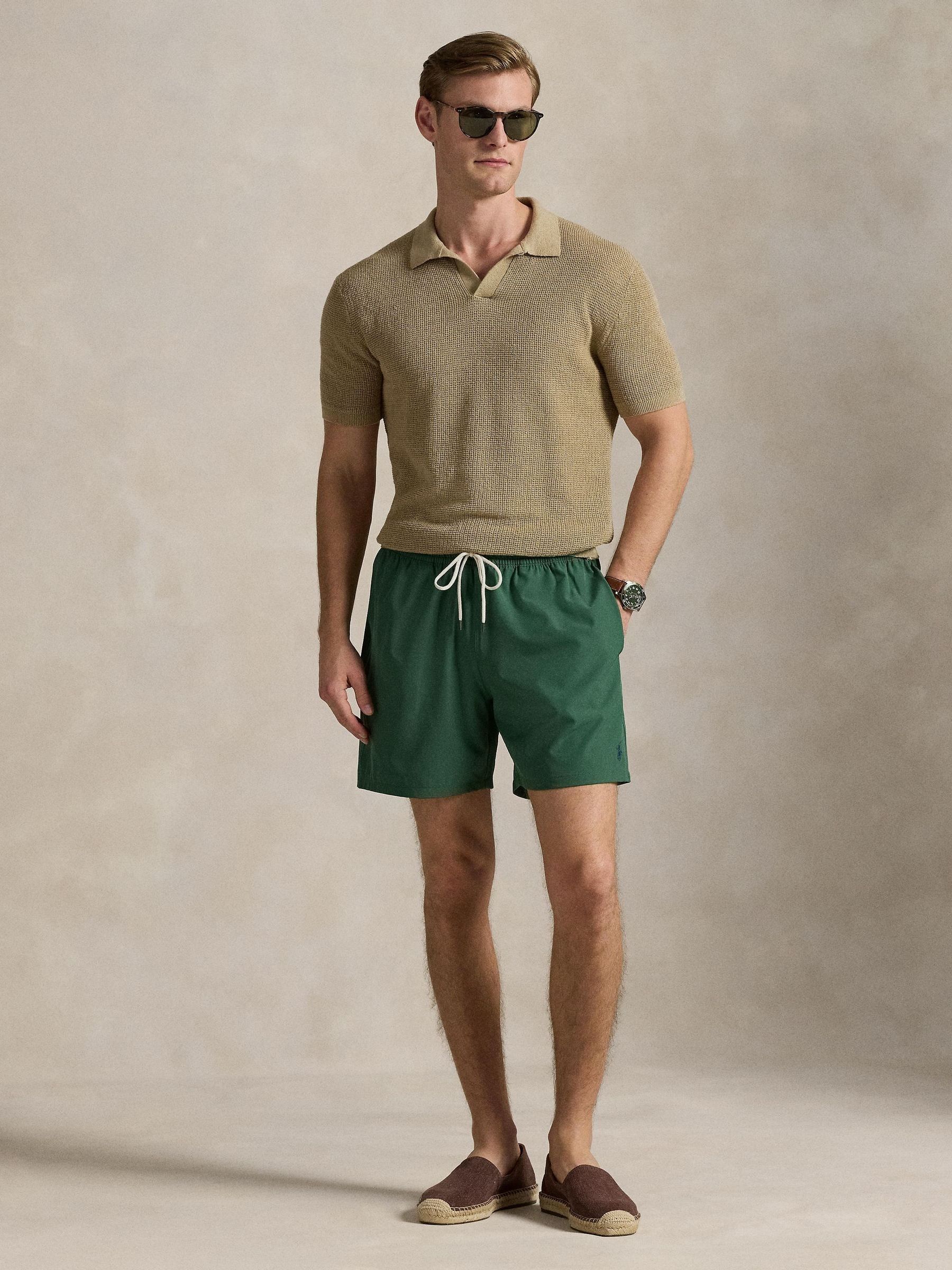 Buy Polo Ralph Lauren Green Traveler Mid Length Trunk Swim Shorts