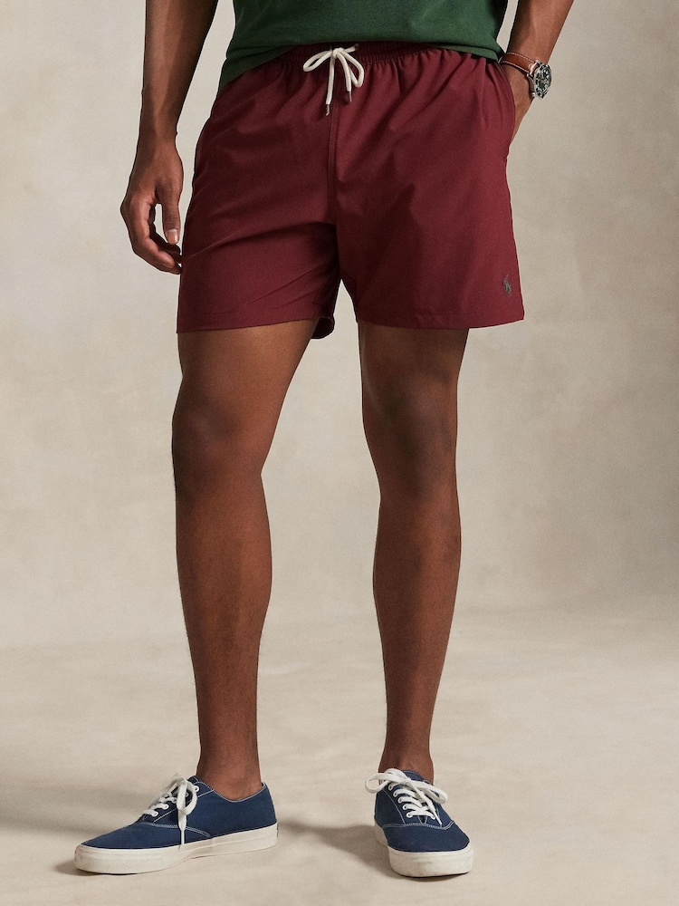 Polo Ralph Lauren Red Traveler Mid Length Trunk Swim Shorts - Image 1 of 5 Polo Ralph Lauren Red Traveler Mid Length Trunk Swim Shorts - Image 1 of 5