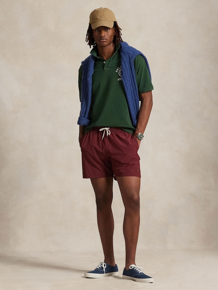 Polo Ralph Lauren Red Traveler Mid Length Trunk Swim Shorts - Image 2 of 5 Polo Ralph Lauren Red Traveler Mid Length Trunk Swim Shorts - Image 2 of 5