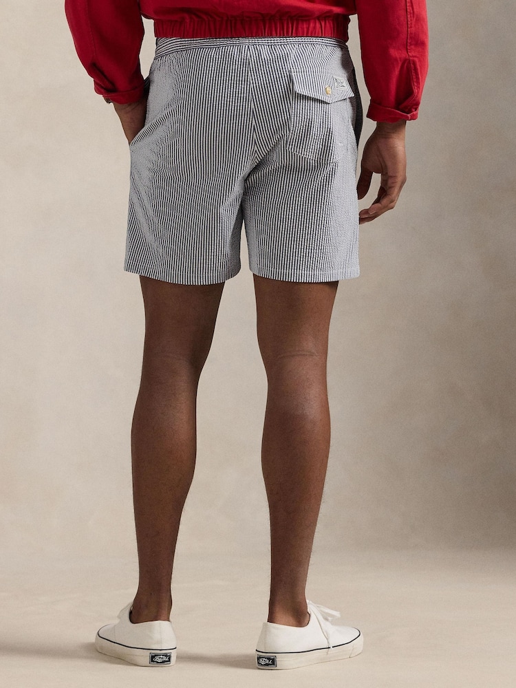 Polo Ralph Lauren Blue Stripe Traveler Mid Length Trunk Swim Shorts - Image 2 of 4 Polo Ralph Lauren Blue Stripe Traveler Mid Length Trunk Swim Shorts - Image 2 of 4