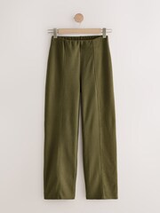 Olive Green Supersoft Cosy Rib Wide Leg Knitted Trousers - Image 1 of 3