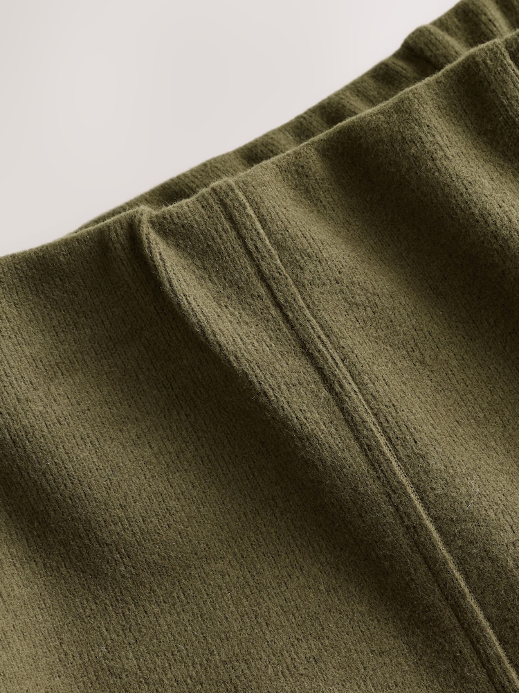 Olive Green Supersoft Cosy Rib Wide Leg Knitted Trousers - Image 2 of 3