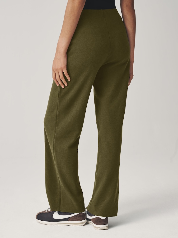 Verde oliva - Supersoft Cosy Rib Wide Leg Knitted Trousers - Imagen 2 de 6 Verde oliva - Supersoft Cosy Rib Wide Leg Knitted Trousers - Imagen 2 de 6