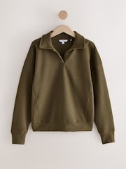 Olive Green Supersoft Cosy Rib Knitted Rugby Polo Neck Jumper - Image 1 of 3