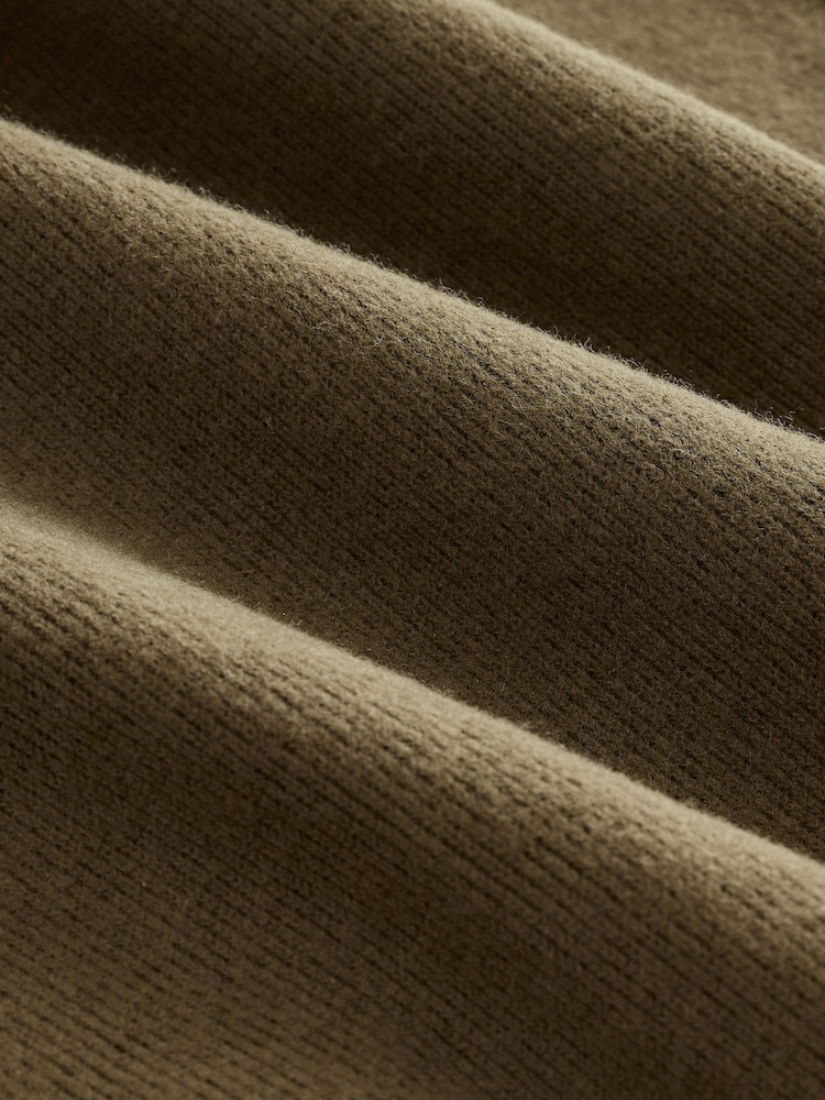 Olive Green Supersoft Cosy Rib Knitted Rugby Polo Neck Jumper - Image 3 of 3