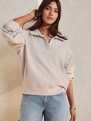Ecru - Supersoft Cosy Rib Knitted Rugby Polo Neck Jumper - Imagem 1 de 4