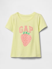 Gap Yellow Strawberry Short Sleeve Crew Neck Graphic T-Shirt (6mths-5yrs) - Image 1 of 3
