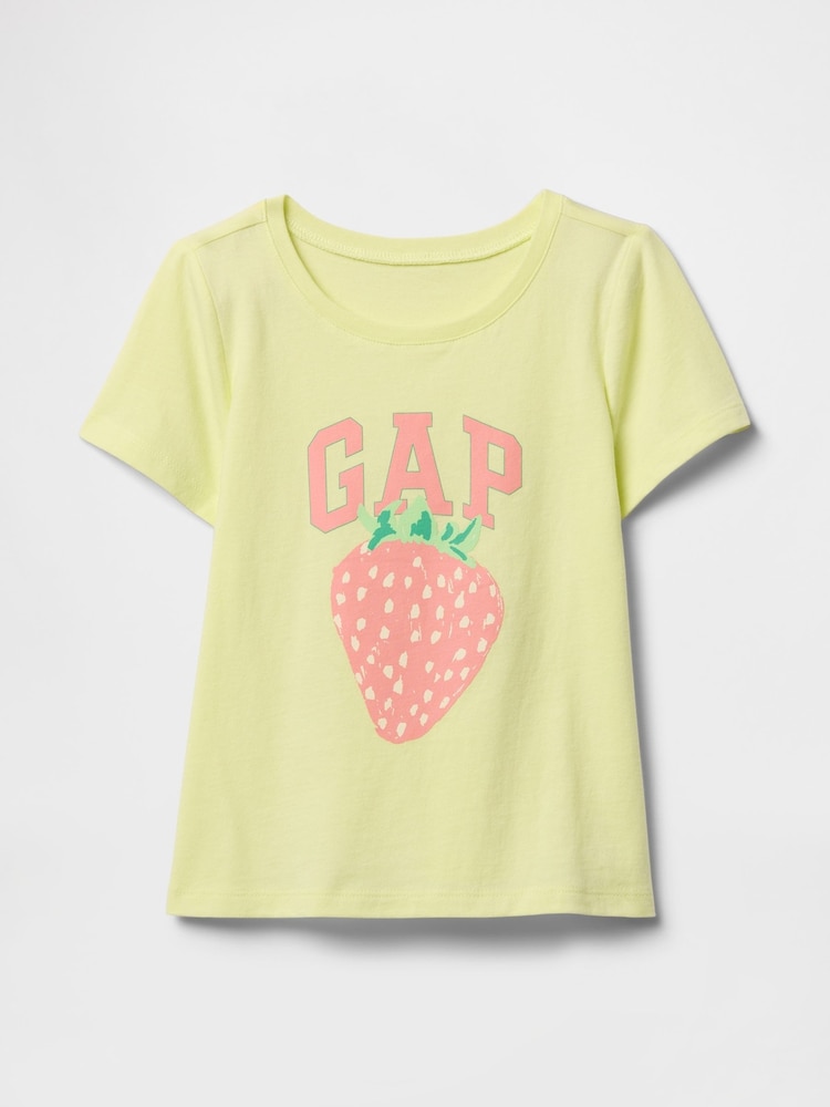 Gap Yellow Strawberry Short Sleeve Crew Neck Graphic T-Shirt (6mths-5yrs) - Image 1 of 3
