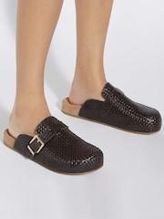 rjava - Dune London Glaized Woven Backless Mule natikač - Slika 1 iz 6