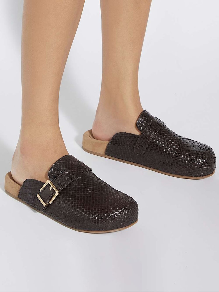 rjava - Dune London Glaized Woven Backless Mule natikač - Slika 1 iz 6