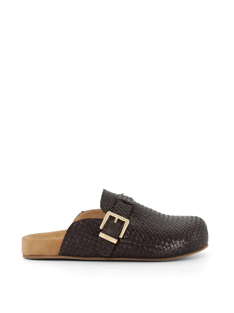 rjava - Dune London Glaized Woven Backless Mule natikač - Slika 2 iz 6