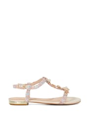 Dune London Pink Nature Enamel Floral Flat Sandals - Image 1 of 6