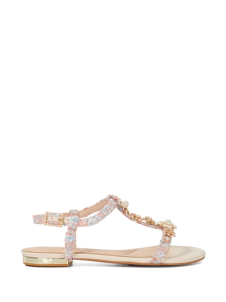 Dune London Pink Nature Enamel Floral Flat Sandals - Image 1 of 6