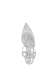 Dune London Silver Wide Fit Charismatic Pointed Metallised Fibre Slingback Heels - Image 5 of 6
