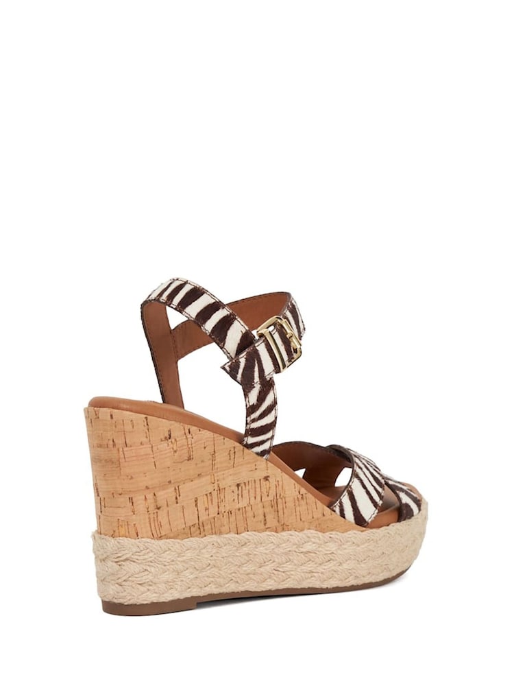 Dune London Animal Print Kindest Cross Strap Wedge Sandals - Image 4 of 6