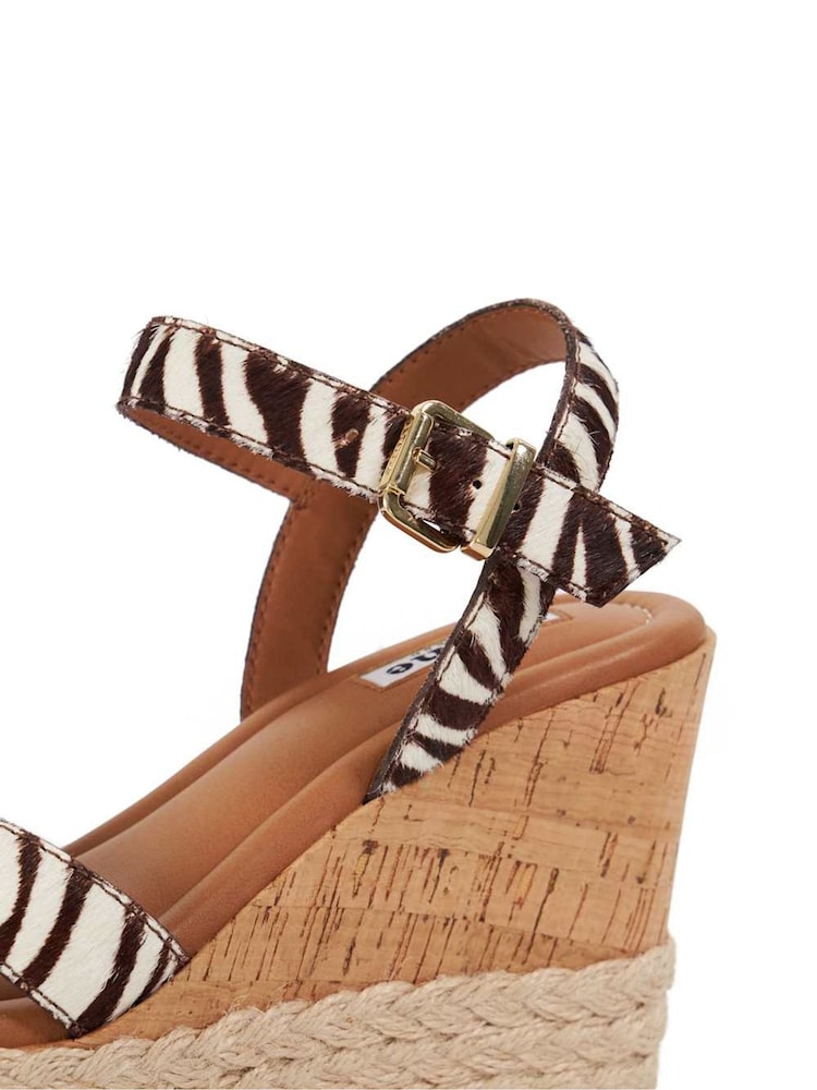 Dune London Animal Print Kindest Cross Strap Wedge Sandals - Image 5 of 6
