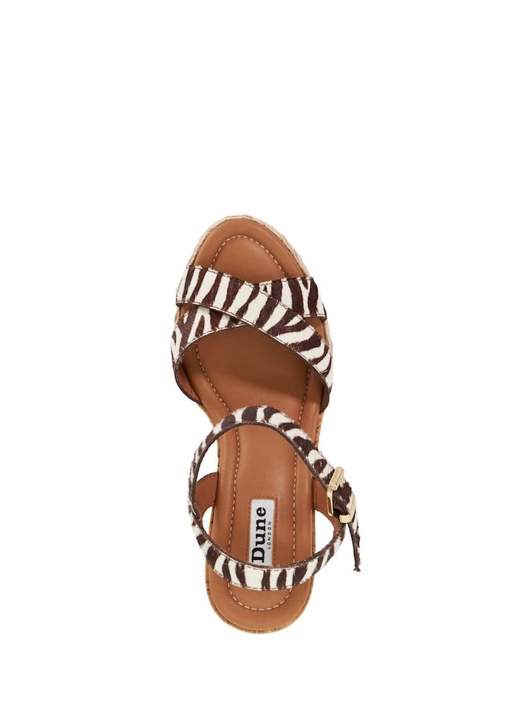 Dune London Animal Print Kindest Cross Strap Wedge Sandals - Image 6 of 6