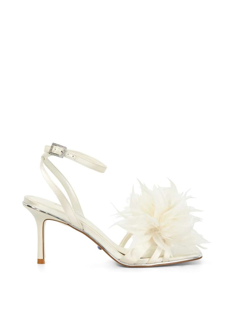 Dune London Cream Mylove Bridal Feather Sandals - Image 1 of 6