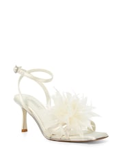 Dune London Cream Mylove Bridal Feather Sandals - Image 2 of 6